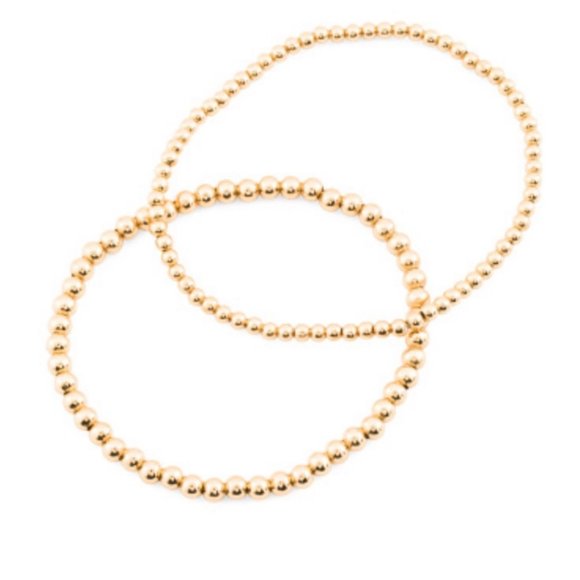 Sterling Forever NWT 14K Gold Balls Stretch Bracelets - Set of 2 - Picture 4 of 7